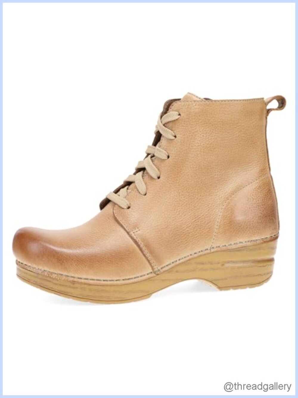 Dansko Sigourney Leather Lace-Up Clog Boot Combat Rocker Bottom